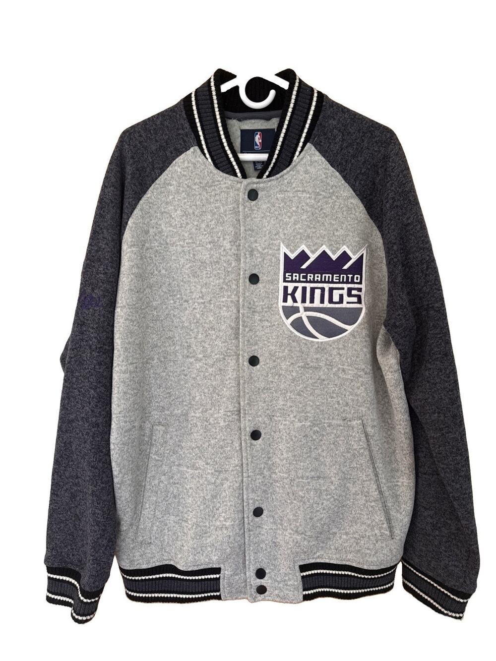 NBA Sacramento Kings Full Snap Fleece Grey Jacket Men’s XL